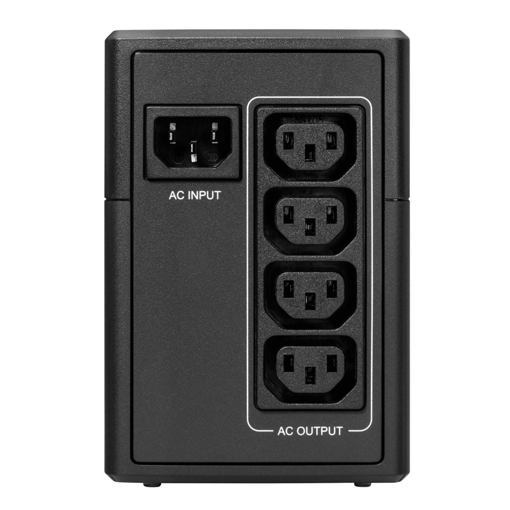 Back view of the Eaton 5E 900 USB IEC G2 UPS displaying IEC outlets, USB port, and power input.